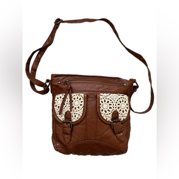 Mudd Handbags - Mudd Brown / White Crossbody Bag